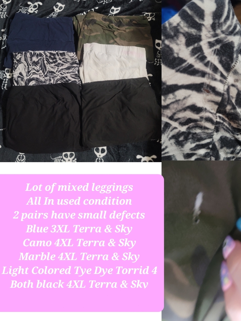 Lot of Mixed Leggings - Black, Navy, Camo, Marble, White